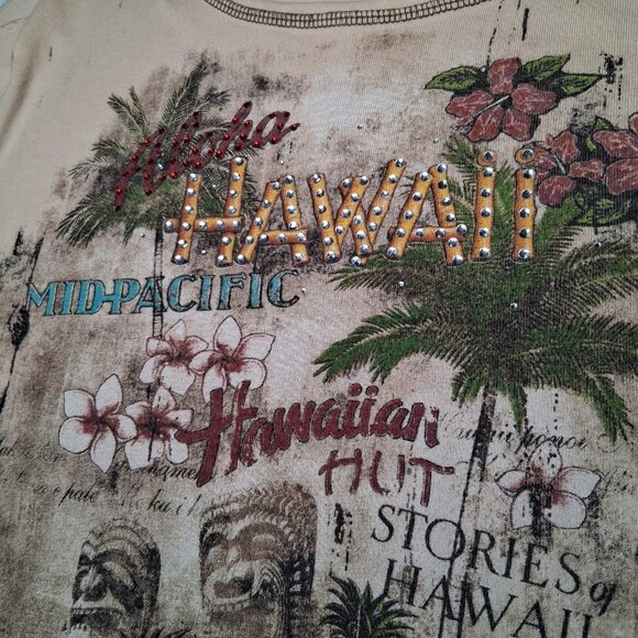 CJ Banks Hawaii Shirt Plus Size 1X Y2K Aloha Polynesian All Over Print Tiki - Picture 11 of 16